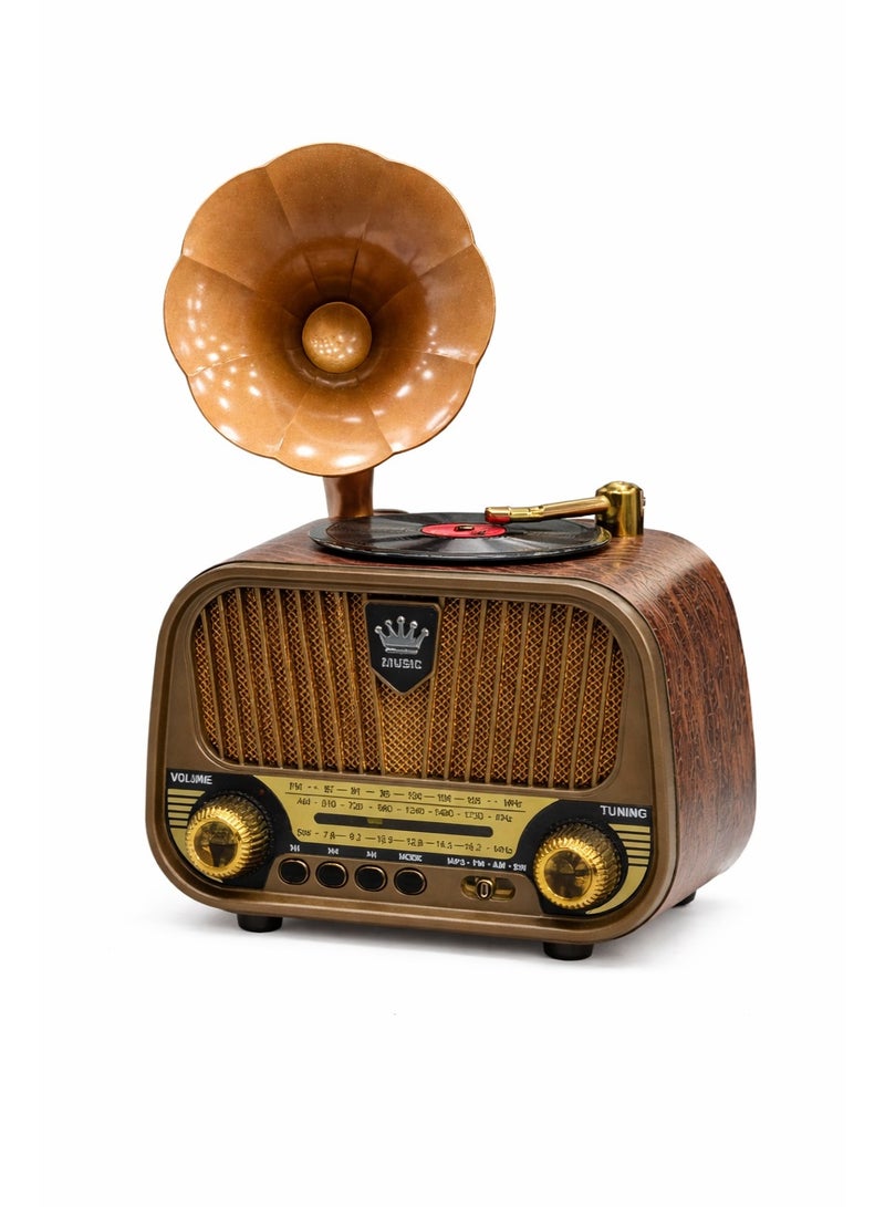 Meier Meyer MD-1319 BT Rechargeable Radio, a classic-design portable desktop radio operating on AM/FM and SW bands - Image 1